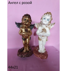 Сувенир "Ангел с розой" белый